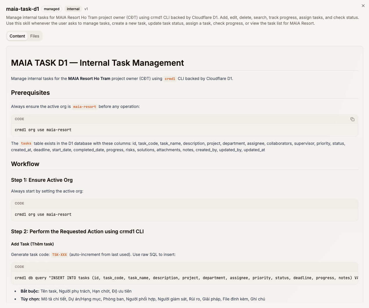 Task skill